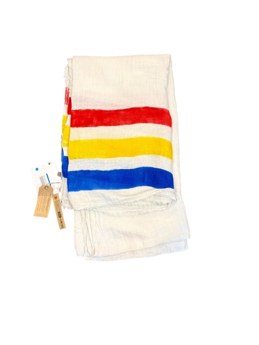 Ermanno Gallamini Linen Oversized Striped Throw Blanket NWT